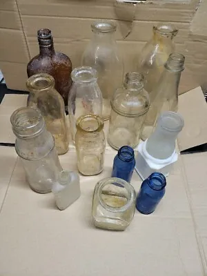 Barn Finds Antique Vintage Bottles Lot Of 14 Milk Bottles Bromo Seltzer  Zanol • $6.89