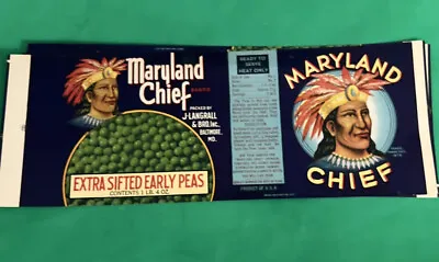 Lot Of 10 Vintage Vegetable Can Labels - Maryland Chief - Early Peas - Baltimore • $12.95