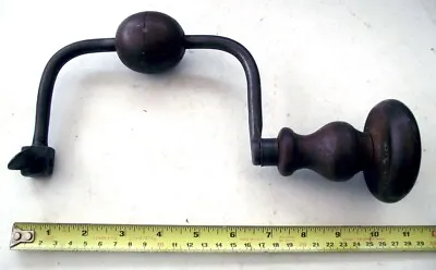 Vintage 10 1/2” Wooden Handled Hand Drill Brace For Auger Drill Bits • £19.99