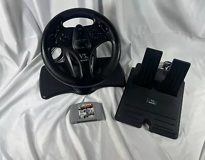 Nintendo 64 Racing Wheel N64 V3 FX InterActive Steering Wheel Pedals & F1 Game • $45