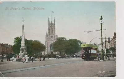 £3.50 • Buy Brighton - Tram And St Peter's Church Colour Postcard (1906)  