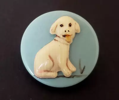 Dimensional Vintage Celluloid Puppy Dog Button 1930's-40's • $35