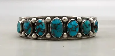 Vintage Natural Turquoise And Ingot Silver Bracelet • $1600