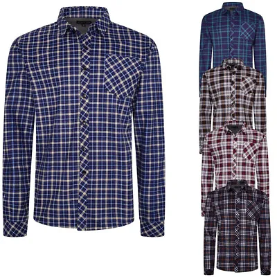 Mens Long Sleeve Shirts Brushed Cotton Flannel Check Lumberjack Casual S M L Xl • £12.95