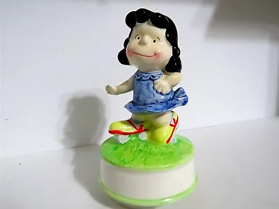 Snoopy Peanuts Charlie Brown Schmid Vintage Ceramic Music Box Figurine Lucy 1985 • $48.99