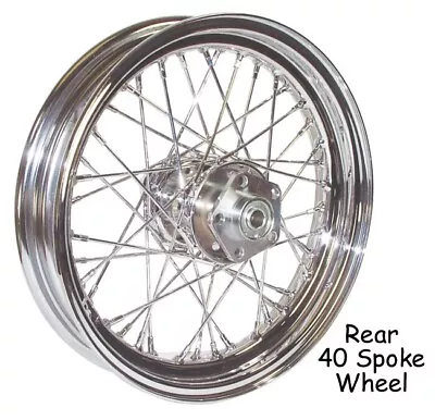 40 Spoke 16  Chrome Rear Wheel 16 X 3 Fr 79-99 Harley Sportster Dyna FXR Softail • $173.65