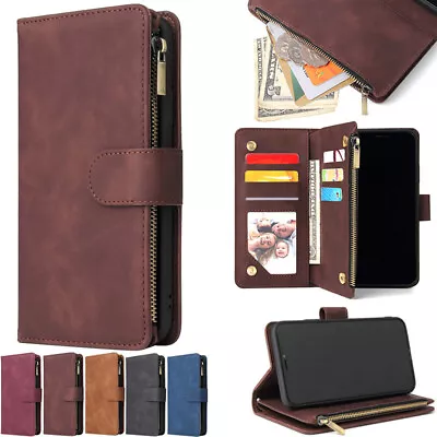 For Samsung S8 S21+ A52 A22 A32 Magnetic Leather Wallet Zipper Flip Case Cover • $17.88