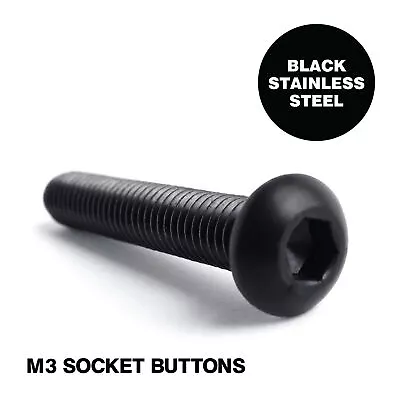 M3 M4 M5 M6 M8 A2 Black Stainless Hex Socket Button Head Allen Key Bolt Screws • £2.30