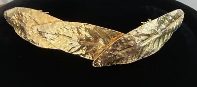 Vintage Rare Belt Buckle Mimi Di N Estate Gold Tone 1982 Ex Long Laurel Leaf • $59.95