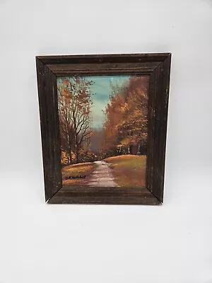 Mid Century Signed GK Mitchell Fall Forest Landscape Oil Painting 11 X 13  • $71.10