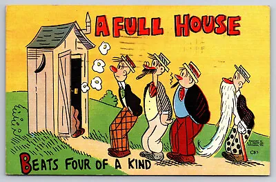 A44 Vintage Comedy Postcard Humorous Outhouse Bathroom Cigar Beard Posted • $4.47