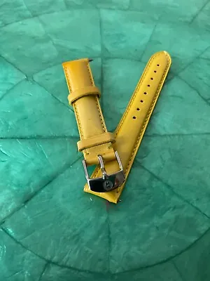 NEW MICHELE MS16AA050746 YELLOW 16mm LEATHER WATCH STRAP - FRANCE • $26.39