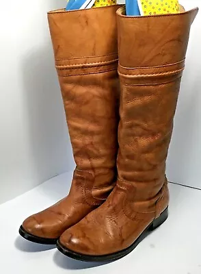 FRYE Boots Melissa Trapunto Tall Leather Brown Riding 76442 Size 6 1/2  • $65