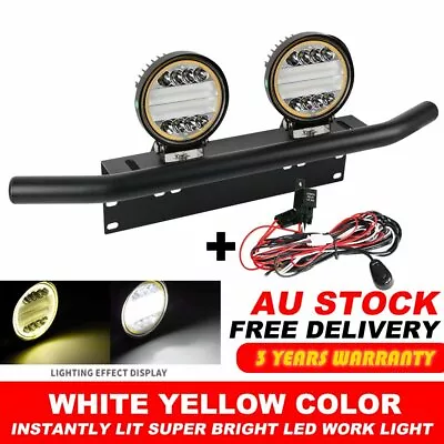 $62.99 • Buy Pair 5 Inch LED Spot Flood Lamp Work Light Bar+ 23 Inch Number Plate Frame+ WIRE