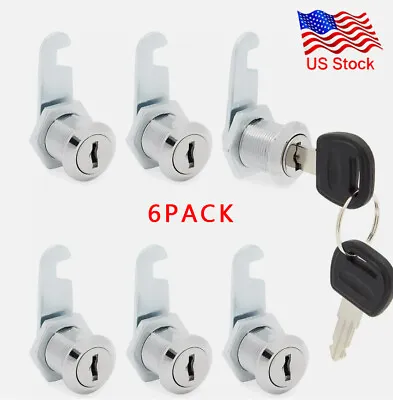 US 6Pack Cabinet Cam Lock Set 3/4  Cylinder Replacement Lock For Mailbox Drawers • $8.98