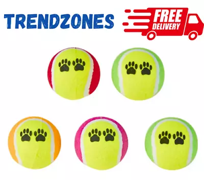 $3.98 • Buy Pet Tennis Balls 5 Pack Dog Toys Exercise & Training Fetch  Play Ball