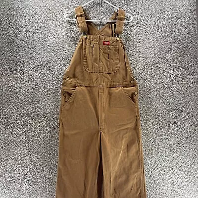 Dickies Overalls Mens 30x32 Brown Duck Canvas Bib Workwear Carpenter Adult Logo • $34.95