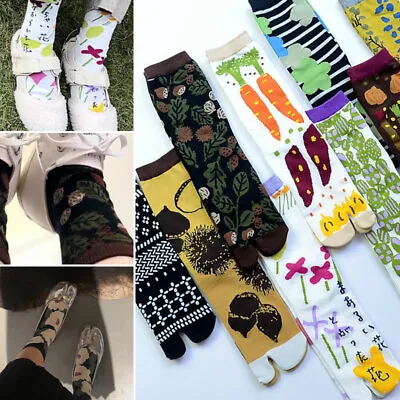 Women Japanese Style Flower Tabi Socks Kimono Clog Geta Flip Flop Split Toe Sock • £3.83