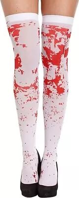 Ladies Bloody Stained Stocking Zombie Halloween Nurse School Fancy Dress Costume • £3.99