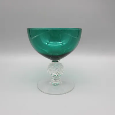 SET OF FOUR - Morgantown Crystal GOLF BALL GREEN Sherbet / Champagne Glasses • $32.99