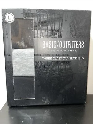 Basic Outfitters Men’s V-neck Shirts Undershirts Sz L - Gray Black Lot Of 3 • $14.90