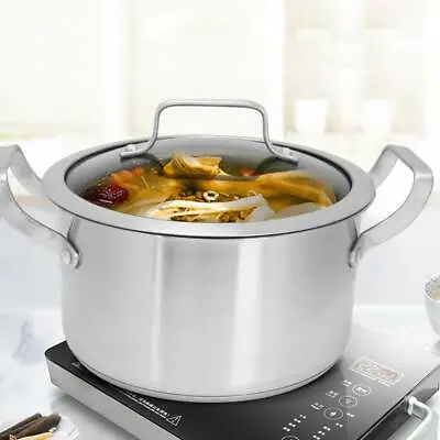 £22.31 • Buy Stainless Steel Large Catering Cooking Stock Stew Pot With Handles & Lid Camping