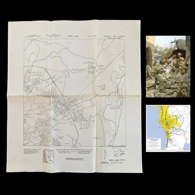 WWII 1945 Battle Of Manila Army Pacific Map Made From Captured Japanese Map 2 • $464