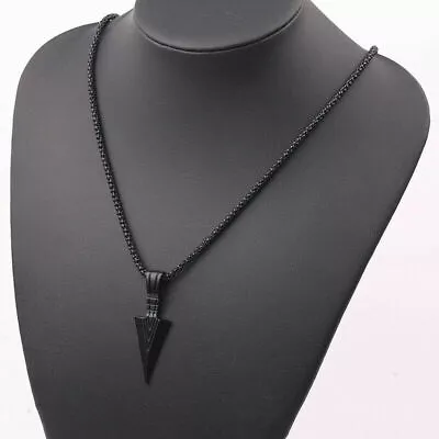 Men's Design Matte Black Long Necklace With Arrow Pendant Jewelry Black Panther • $9.89