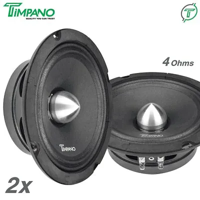 2x Timpano TPT-MR6-4 BULLET 6.5  Pro Audio Car Speakers 1000 Watt Midrange 4 Ohm • $59.90