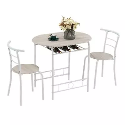 3 Piece Metal Frame Dining Table Set 2 Chair Kitchen Breakfast Dining Room • $69.85