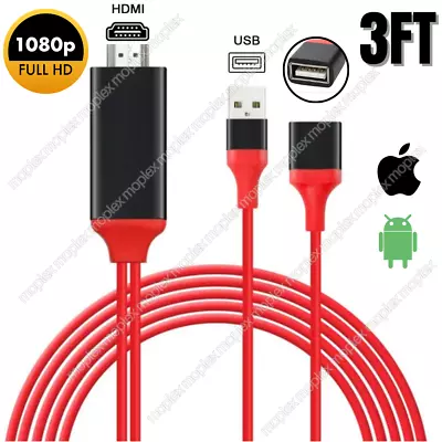 1080P HDMI Mirroring Cable Phone To HDTV AV Adapter For Android IPhone Samsung • $11.69