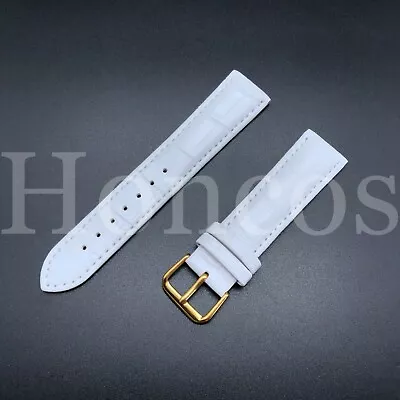 Genuine Leather 18 Mm White Alligator Watch Band Strap GOLD BUCKLE Fits Michele • $19.99