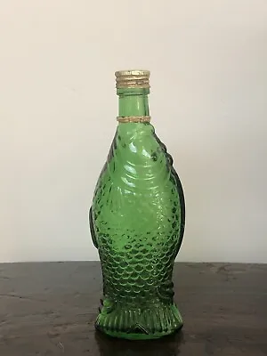 Vintage 1970's Antinori Soave Tuscany Italy Green Glass Fish Wine Bottle • $12.50