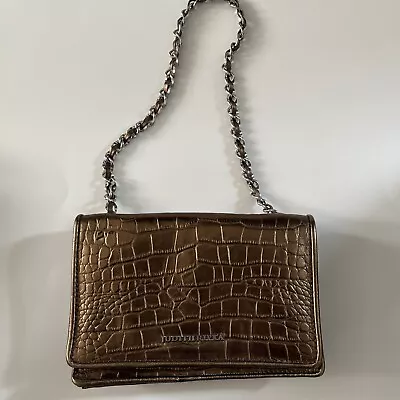 Judith Ripka Women’s Embossed Crocodile 100% Leather Shoulder Bag Chain Gold • $30.95