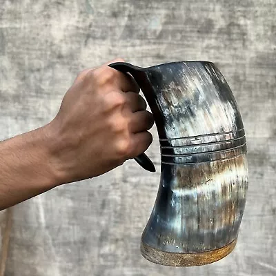 Handmade Viking Drinking Horn Beer Mug Tankard Wine Mead Hardwood Bottom (1 Mug) • $37.05