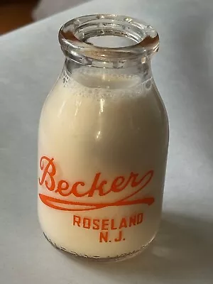 Vintage Glass Milk Jug Half Pint Becker Farm Roseland New Jersey Orange Letters • $9.99