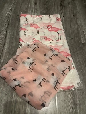 £6 • Buy 2 X Brand New Chiffon Scarves Flamingo Sheep