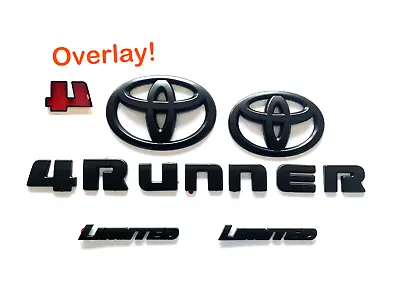 Overlay !! New 2014-2023 Toyota 4Runner Limited Matte Black OUT Emblem Kit 5 Pcs • $55.75