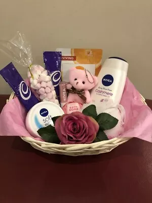 Hamper Gift Basket Pamper Kit Present Hot Chocolate Rose Teddy Creams Face Mask • £25