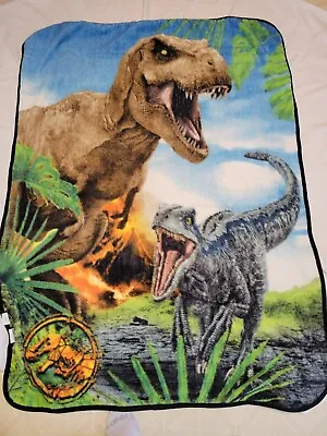 Jurassic World T-Rex Velociraptor Dinosaur Throw Blanket 46 X60  NEW In Package • $23.54