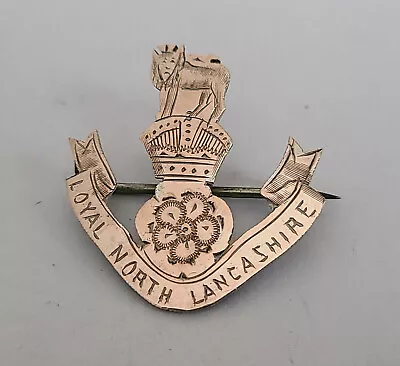 Gold Fronted Sterling Silver Loyal North Lancashire Regiment Sweetheart Brooch • £10