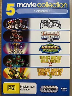£39.04 • Buy DVD: Mighty Morphin P/Rangers + Turbo P/Rangers + Digimon + TNM Turtles 2 + 3
