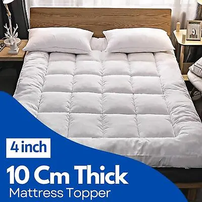 Mattress Topper 4  Inch Deep Luxury Soft Hotel Quality Microfiber All Sizes 10cm • £28.97