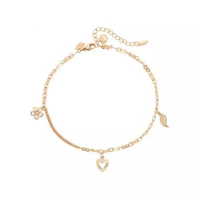 9ct 9k Yellow Gold Women Plated Flower Bell Ankel Chain Anklet Adjustable 9”-11” • £7.99