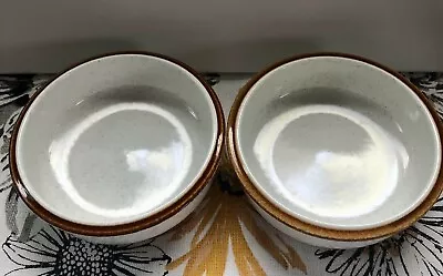 Pair Of Vtg Mikasa Natural Beauty C9000 Stoneware Speckled Brown Rim Bowls Japan • $16