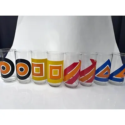 Vintage Libbey 1970 Bold Geometric Cocktail Glasses Set Of 8 • $140