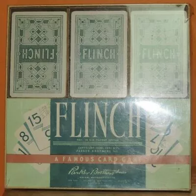 Vintage 1951 Flinch Card Game Parker Brothers 150 Cards W Box & Instructions • $19.99