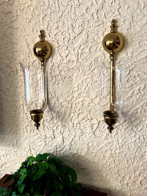 $149.99 • Buy VA Metalcrafters Colonial Williamsburg No 2011 Hurricane Sconces Original Shades