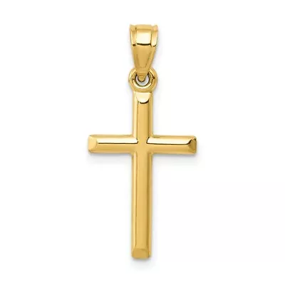 $51.11 • Buy Real 14kt Yellow Gold Polished 1-inch Hollow Cross Pendant