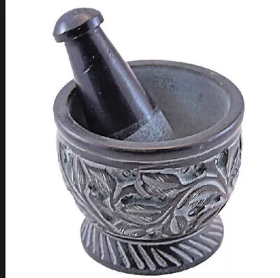 3 X2.5  Carved Flower Soapstone Mortar & Pestle • $14.97